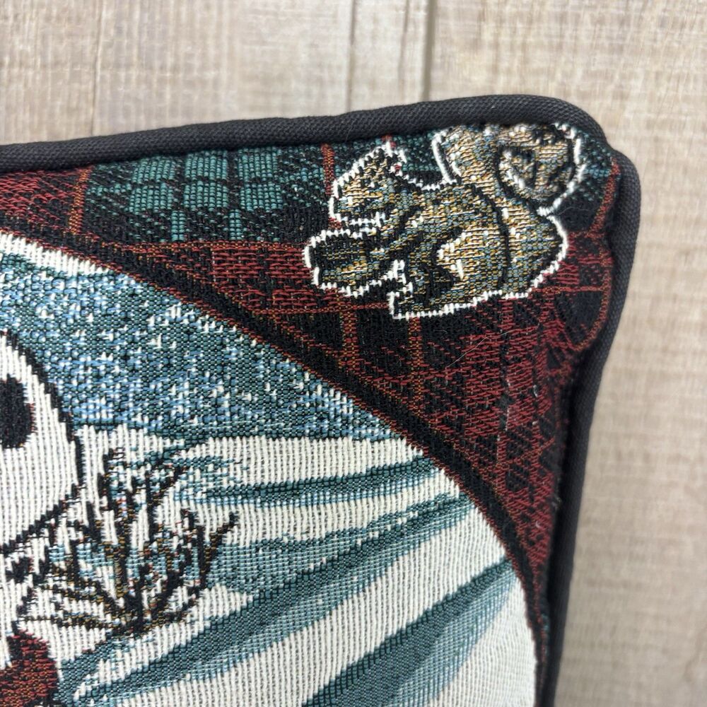 Vtg Disney 101 Dalmatians Puppy Tapestry Throw Pillow Winter Woodland 19” x 14” - Picture 7 of 11
